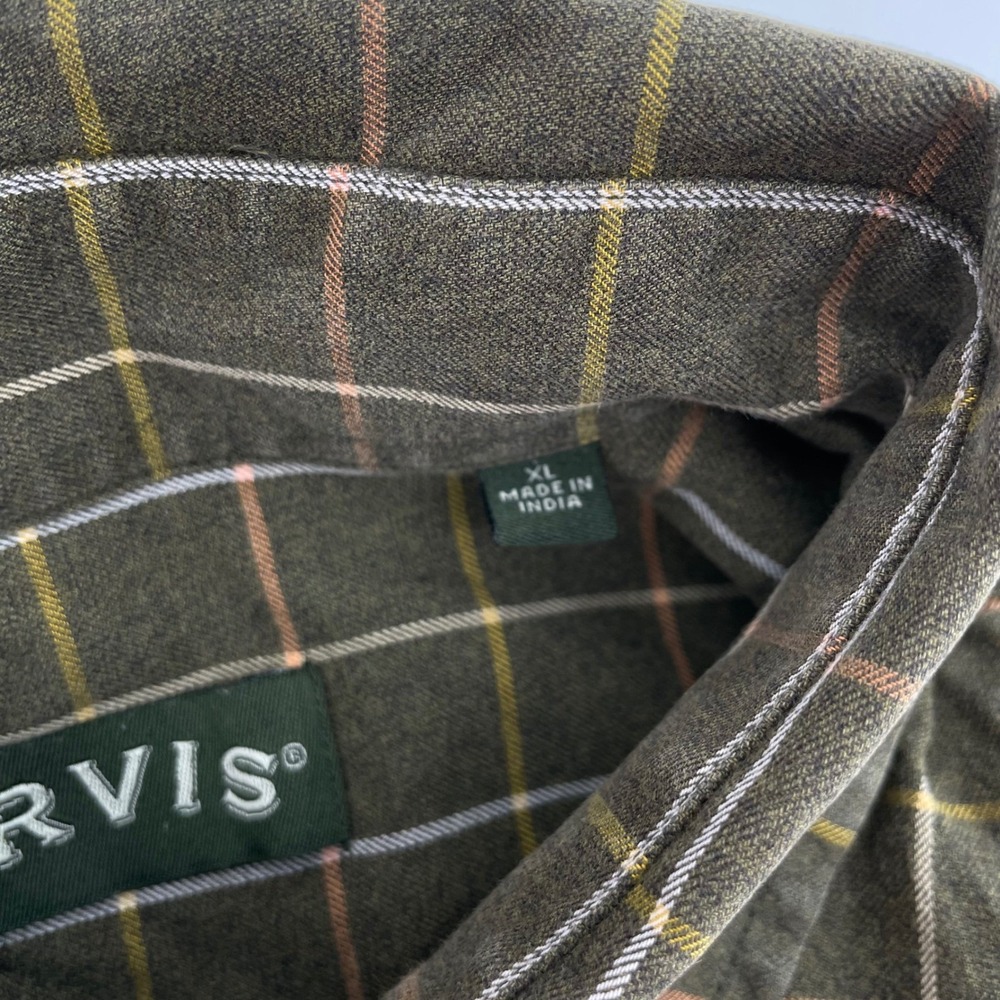 Orvis Country Twill Shirt Men's XL Olive Green Plaid Cotton Button Down LS - Picture 4 of 11